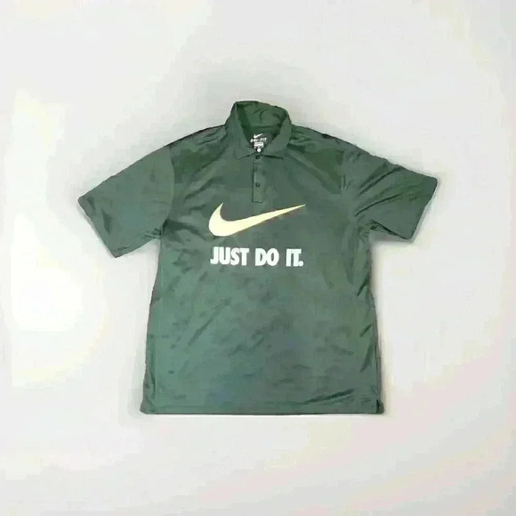 Nike Dri Fit Green Just Do It Short Sleeve Polo Shirt Men's XL - Picture 1 of 6
